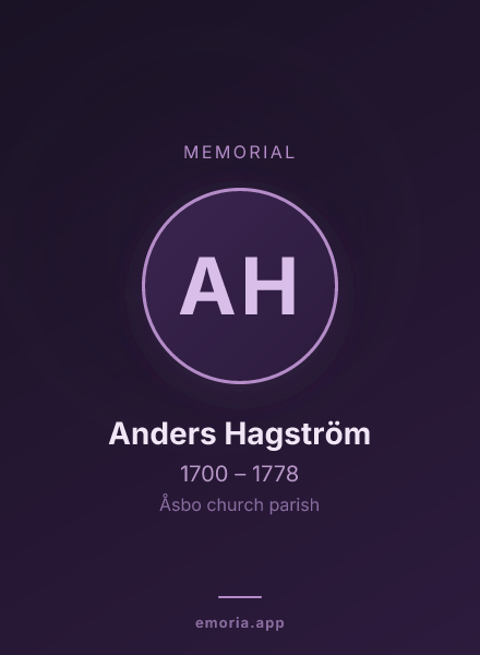 Memorial portrait of Anders Hagström