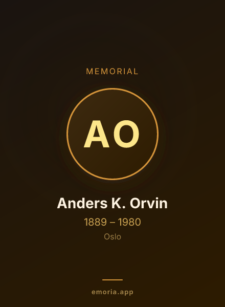 Memorial portrait of Anders K. Orvin