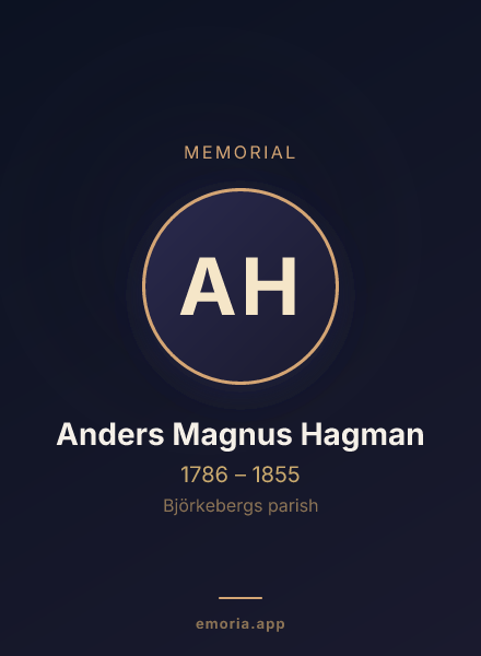 Memorial portrait of Anders Magnus Hagman