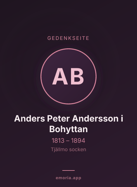 Gedenkportrait von Anders Peter Andersson i Bohyttan