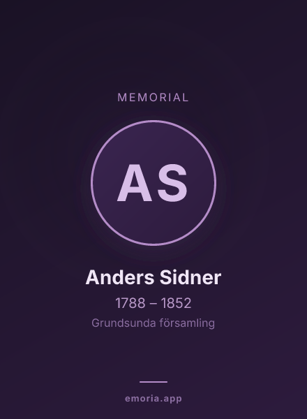 Memorial portrait of Anders Sidner