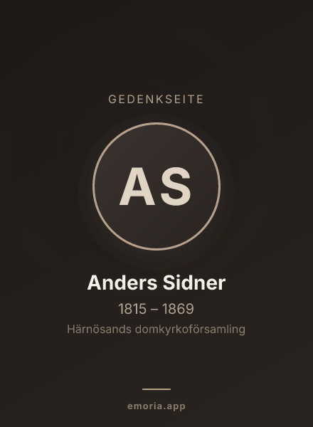 Gedenkportrait von Anders Sidner