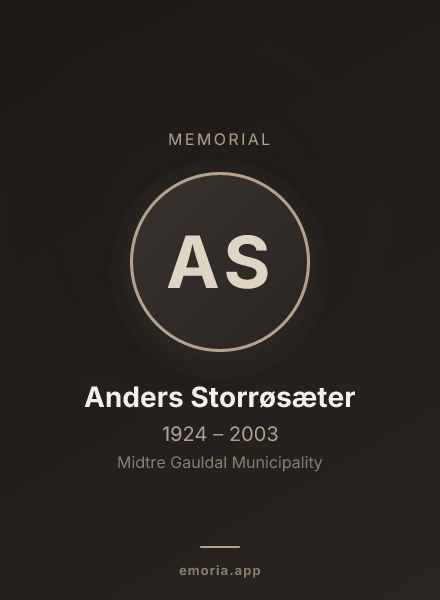 Memorial portrait of Anders Storrøsæter