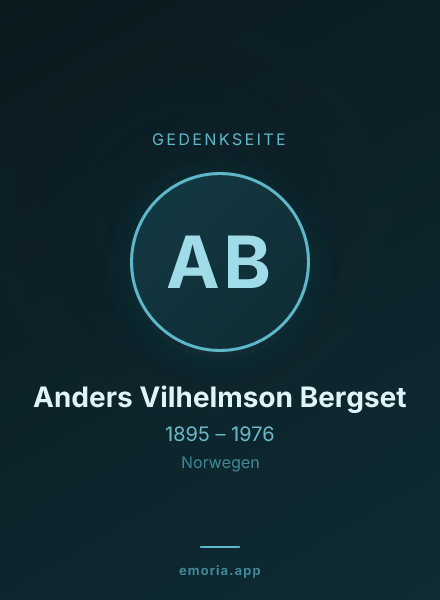 Gedenkportrait von Anders Vilhelmson Bergset