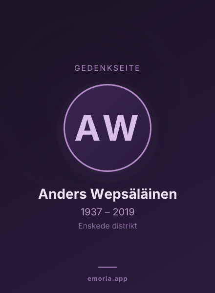 Gedenkportrait von Anders Wepsäläinen