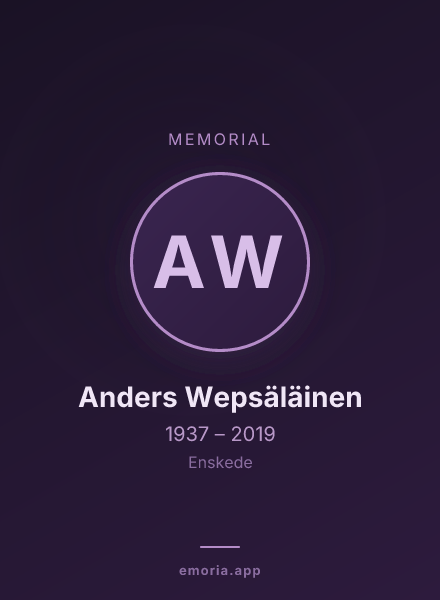 Memorial portrait of Anders Wepsäläinen