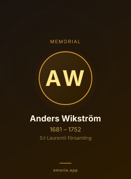 Memorial portrait of Anders Wikström