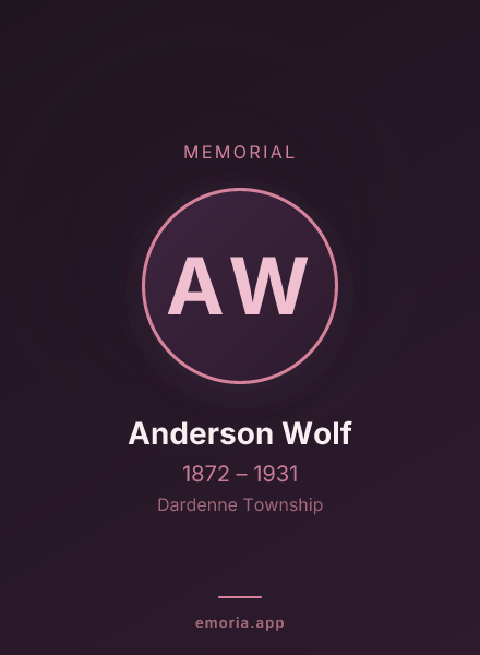 Memorial portrait of Anderson Wolf