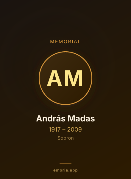 Memorial portrait of András Madas
