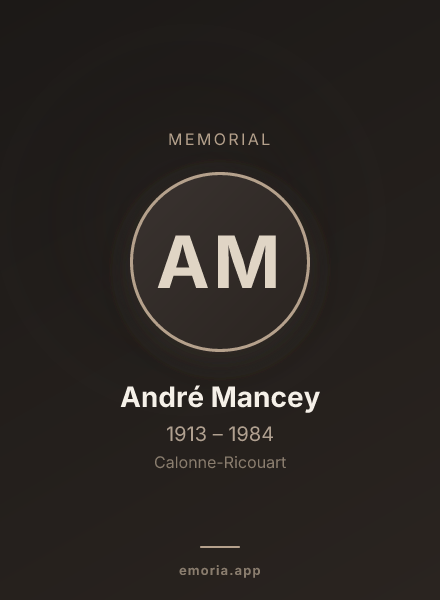 Memorial portrait of André Mancey