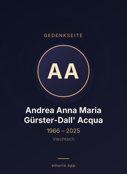 Gedenkportrait von Andrea Anna Maria Gürster-Dall' Acqua