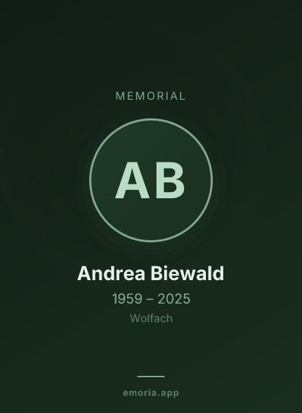 Memorial portrait of Andrea Biewald