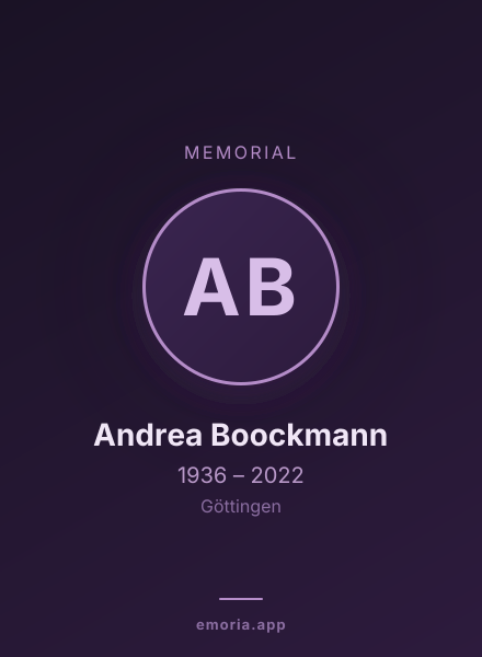 Memorial portrait of Andrea Boockmann