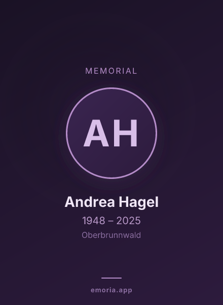 Memorial portrait of Andrea Hagel