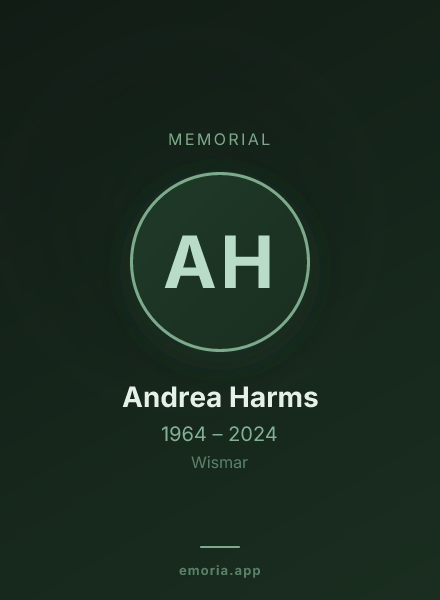 Memorial portrait of Andrea Harms