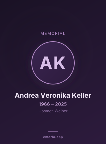 Memorial portrait of Andrea Veronika Keller