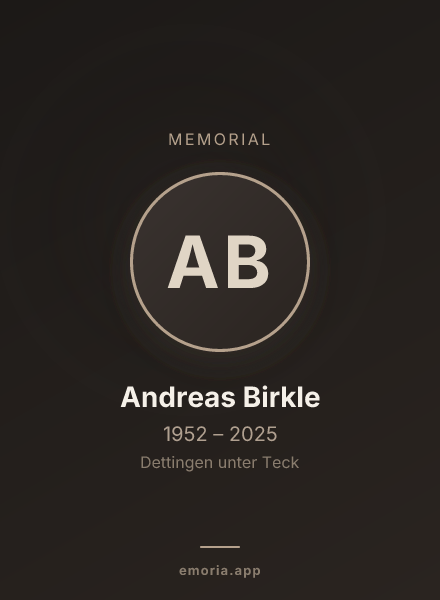Memorial portrait of Andreas Birkle