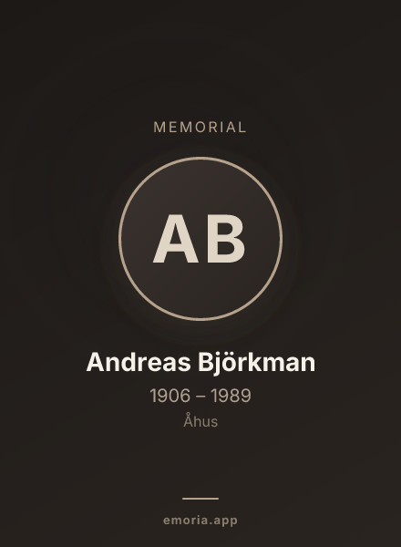 Memorial portrait of Andreas Björkman