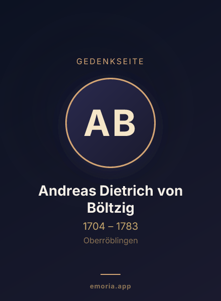 Gedenkportrait von Andreas Dietrich von Böltzig