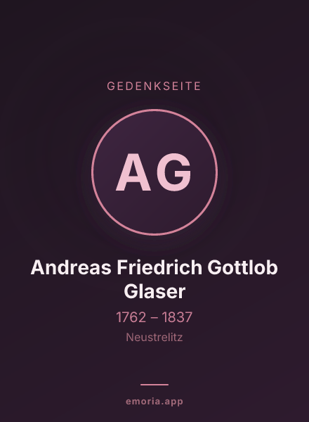 Gedenkportrait von Andreas Friedrich Gottlob Glaser