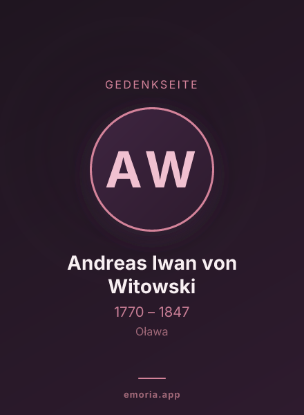 Gedenkportrait von Andreas Iwan von Witowski