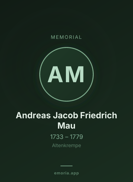 Memorial portrait of Andreas Jacob Friedrich Mau