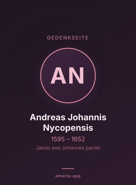 Gedenkportrait von Andreas Johannis Nycopensis