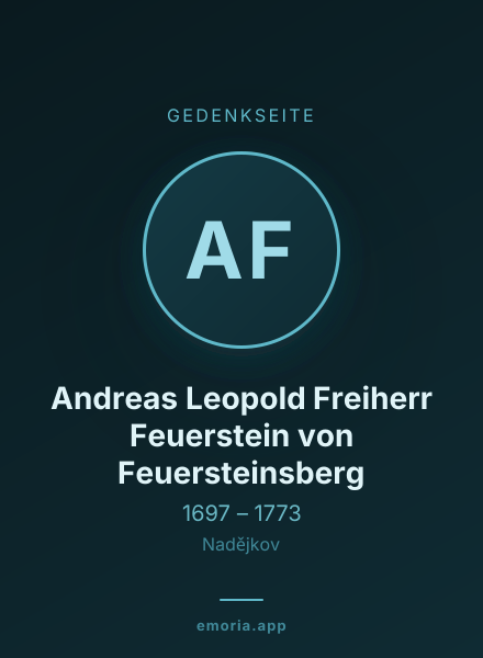 Gedenkportrait von Andreas Leopold Freiherr Feuerstein von Feuersteinsberg