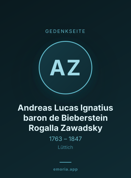 Gedenkportrait von Andreas Lucas Ignatius baron de Bieberstein Rogalla Zawadsky