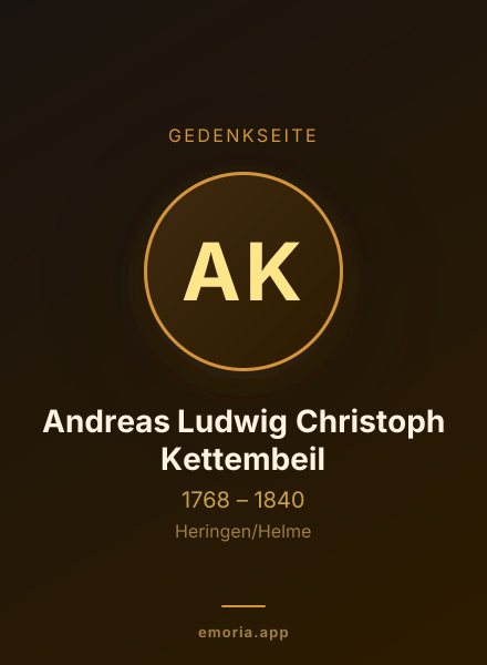 Gedenkportrait von Andreas Ludwig Christoph Kettembeil