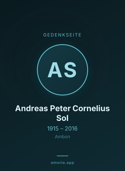 Gedenkportrait von Andreas Peter Cornelius Sol
