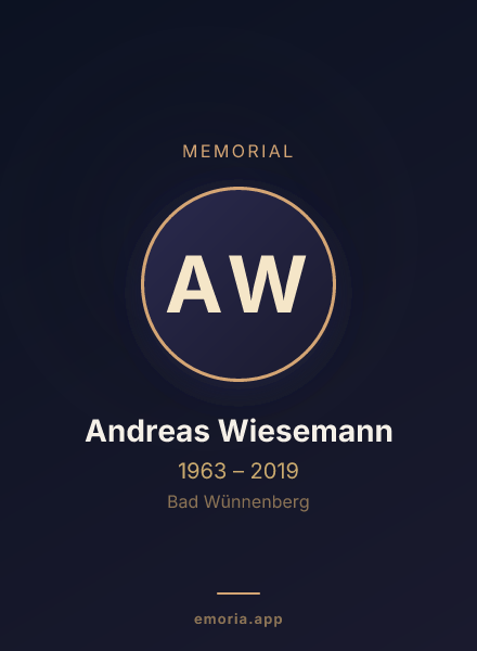Memorial portrait of Andreas Wiesemann