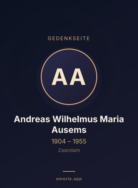 Gedenkportrait von Andreas Wilhelmus Maria Ausems