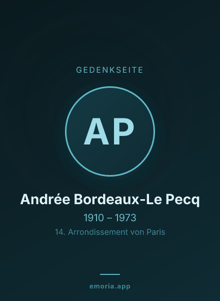 Gedenkportrait von Andrée Bordeaux-Le Pecq