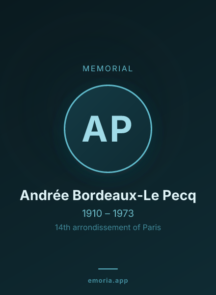 Memorial portrait of Andrée Bordeaux-Le Pecq