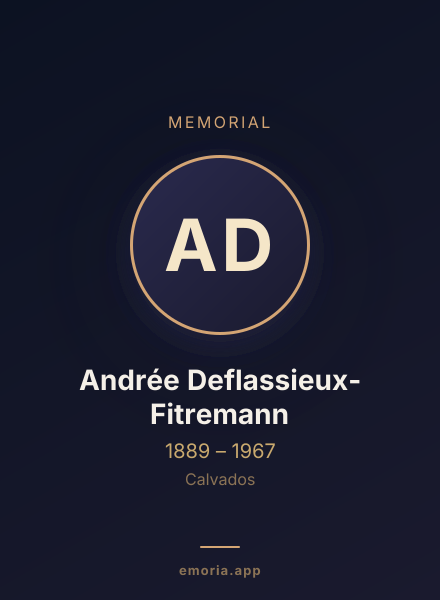 Memorial portrait of Andrée Deflassieux-Fitremann