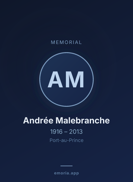 Memorial portrait of Andrée Malebranche