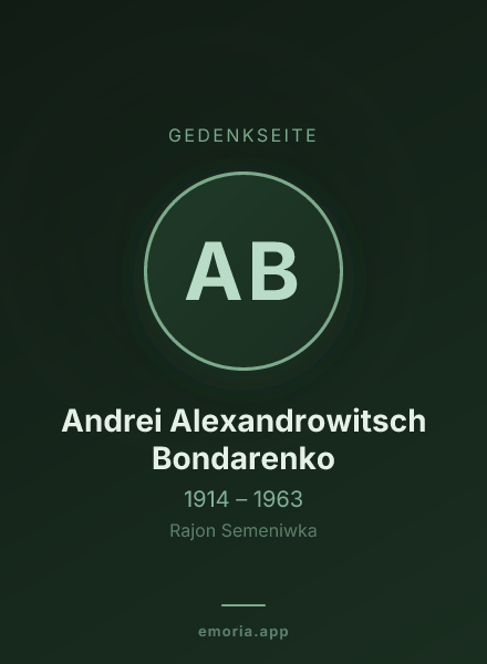 Gedenkportrait von Andrei Alexandrowitsch Bondarenko