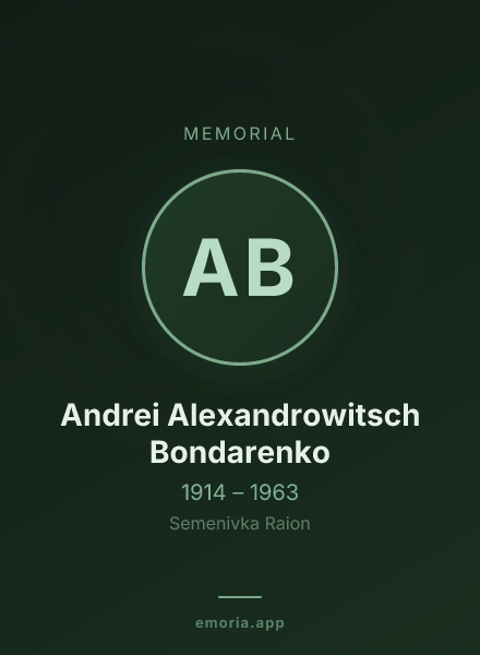 Memorial portrait of Andrei Alexandrowitsch Bondarenko