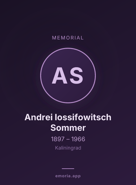 Memorial portrait of Andrei Iossifowitsch Sommer