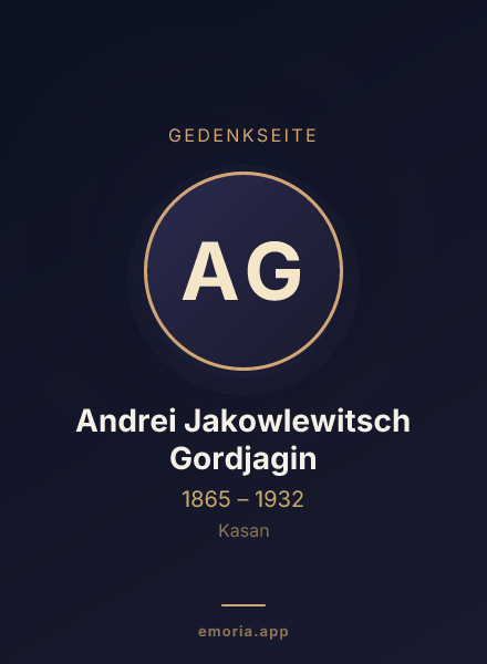 Gedenkportrait von Andrei Jakowlewitsch Gordjagin