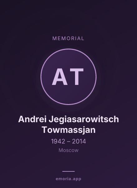 Memorial portrait of Andrei Jegiasarowitsch Towmassjan