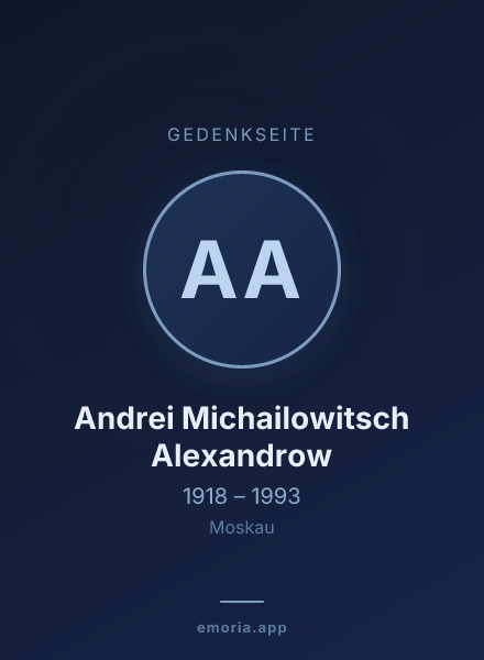 Gedenkportrait von Andrei Michailowitsch Alexandrow