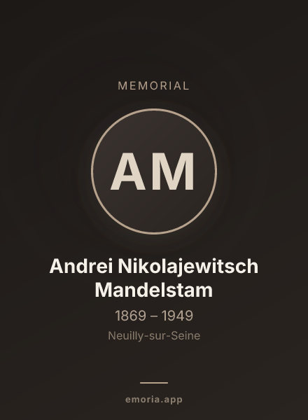 Memorial portrait of Andrei Nikolajewitsch Mandelstam