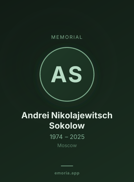 Memorial portrait of Andrei Nikolajewitsch Sokolow