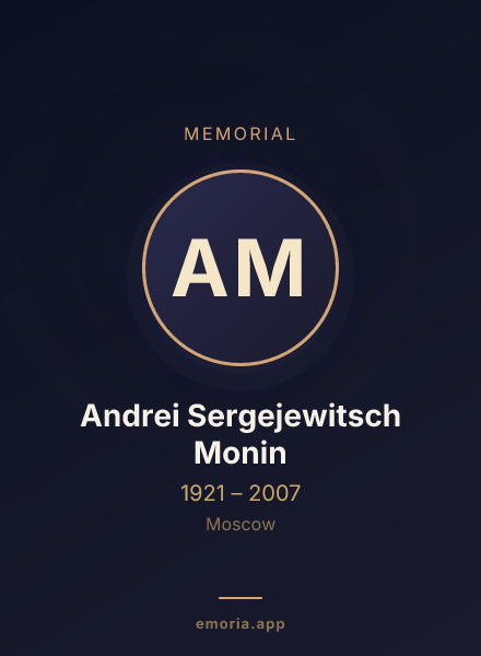 Memorial portrait of Andrei Sergejewitsch Monin