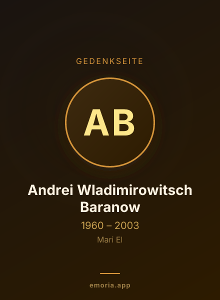 Gedenkportrait von Andrei Wladimirowitsch Baranow