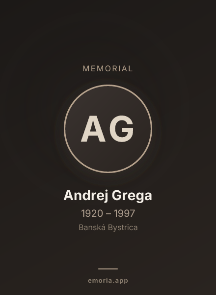 Memorial portrait of Andrej Grega