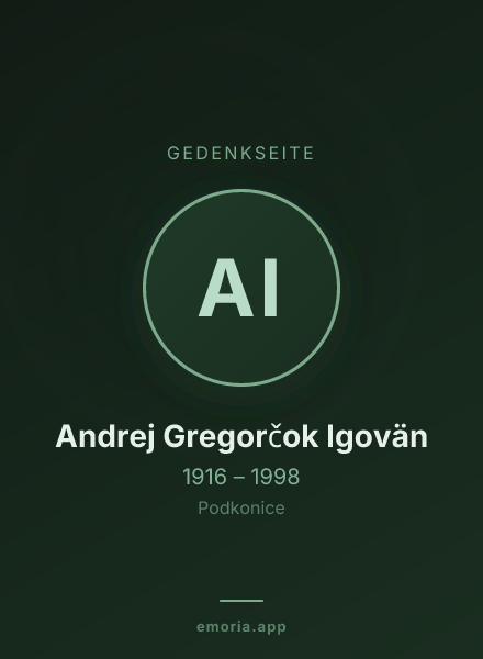 Gedenkportrait von Andrej Gregorčok Igovän