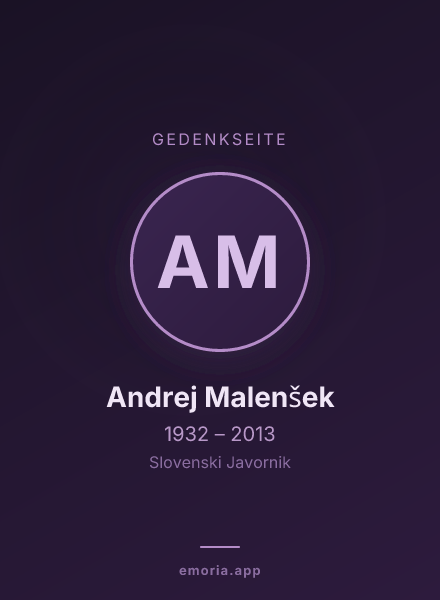 Gedenkportrait von Andrej Malenšek